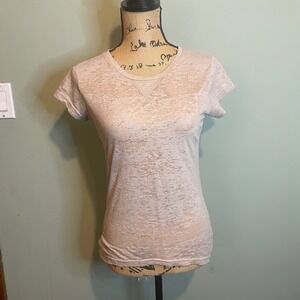 Poof Womens Summer Pullover Everyday Lightweight Sheer Shirt Top Beige Large